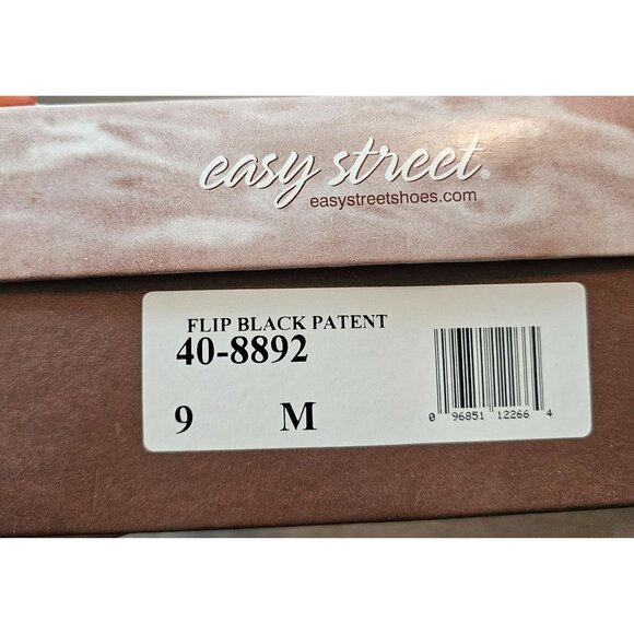 Easy Street Black Patent Leather Low Block Heel Shoes Y2K Office Career - Picture 11 of 11